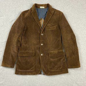 J Crew Holmes Sport Coat Blazer Corduroy Jacket Brown Mens Medium Leather Elbow